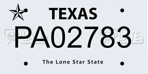 PA02783 Texas License Plate