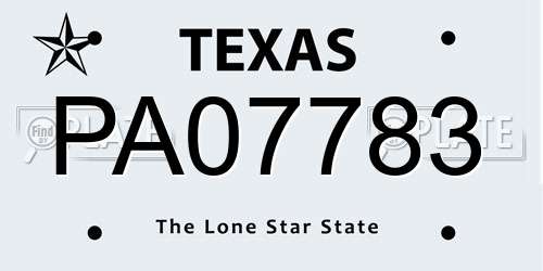 PA07783 Texas License Plate