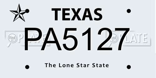 PA5127 Texas License Plate