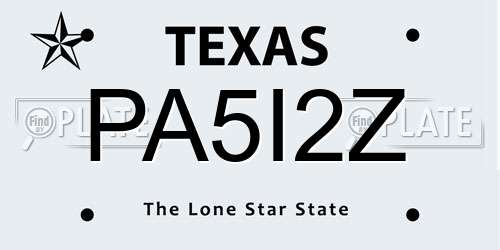 PA5I2Z Texas License Plate