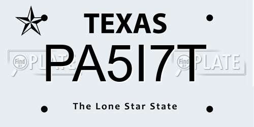 PA5I7T Texas License Plate