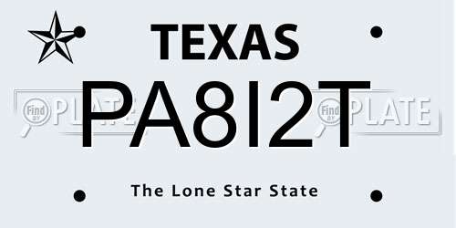 PA8I2T Texas License Plate