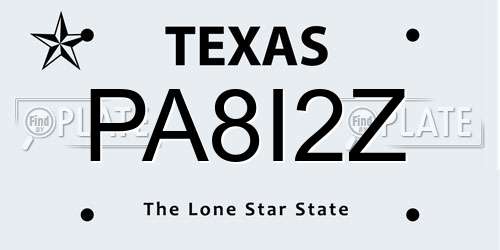 PA8I2Z Texas License Plate