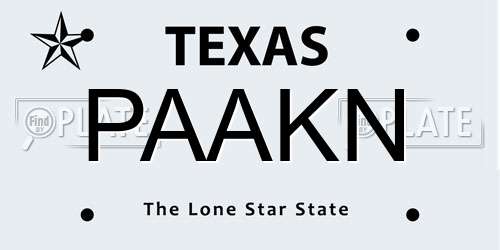 PAAKN Texas License Plate