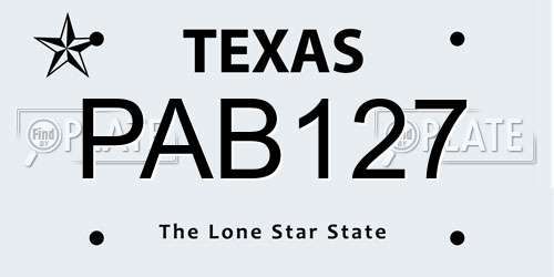 PAB127 Texas License Plate