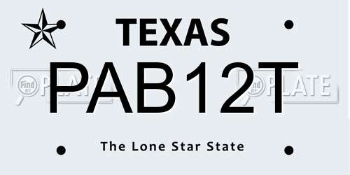 PAB12T Texas License Plate