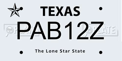 PAB12Z Texas License Plate