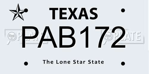 PAB172 Texas License Plate