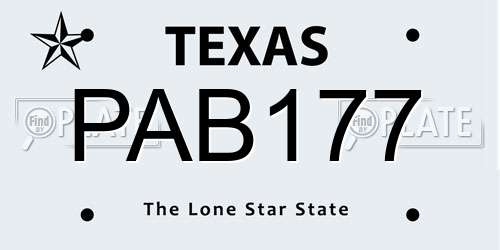 PAB177 Texas License Plate