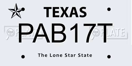 PAB17T Texas License Plate