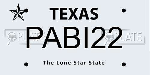 PABI22 Texas License Plate