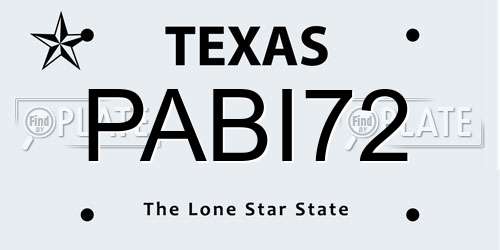 PABI72 Texas License Plate