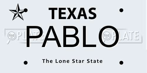 PABLO Texas License Plate