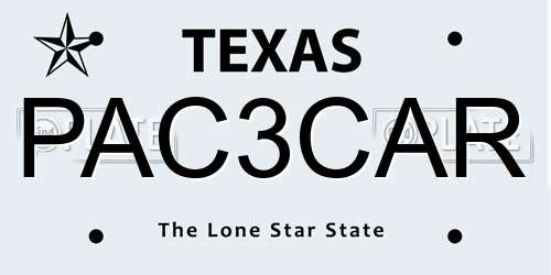 PAC3CAR Texas License Plate