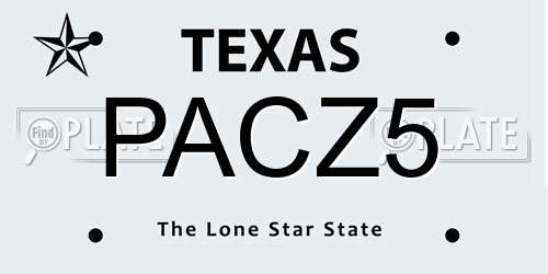 PACZ5 Texas License Plate