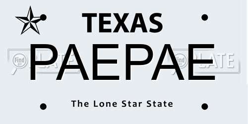 PAEPAE Texas License Plate