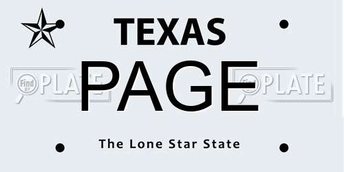 PAGE Texas License Plate
