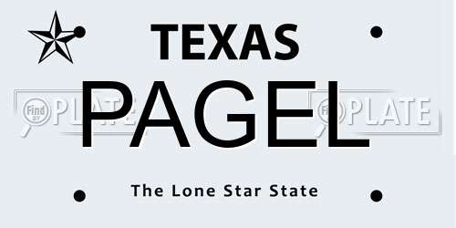 PAGEL Texas License Plate