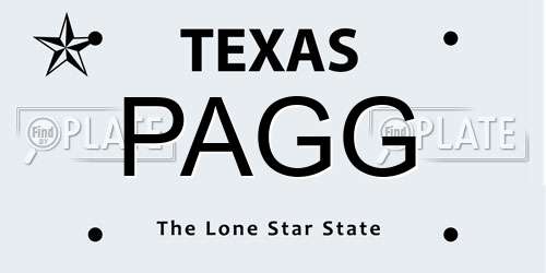 PAGG Texas License Plate