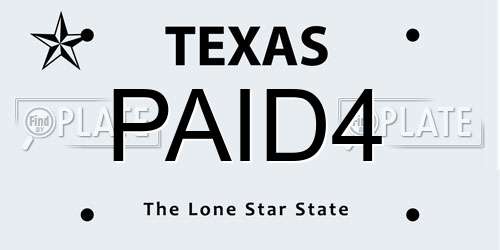 PAID4 Texas License Plate