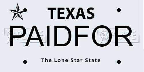 PAIDFOR Texas License Plate