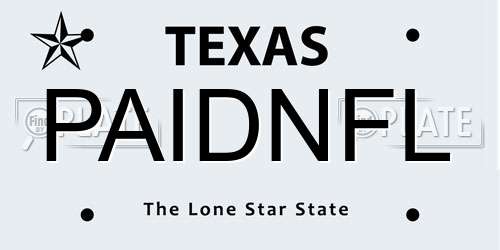 PAIDNFL Texas License Plate