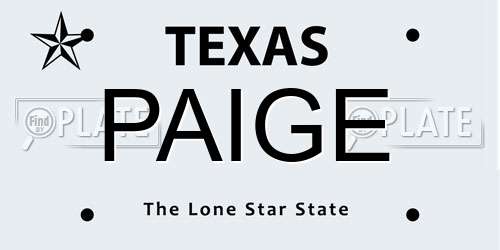 PAIGE Texas License Plate