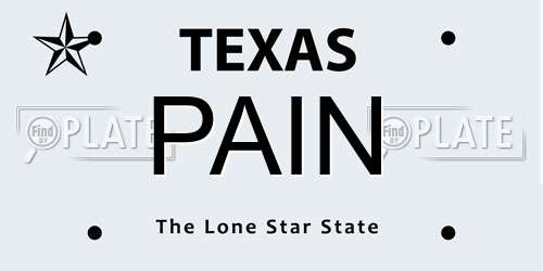 PAIN Texas License Plate