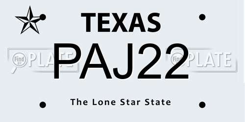 PAJ22 Texas License Plate