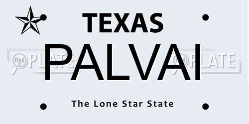 PALVAI Texas License Plate