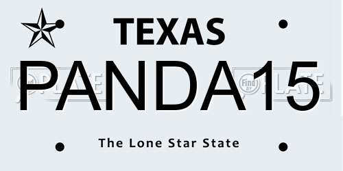 PANDA15 Texas License Plate