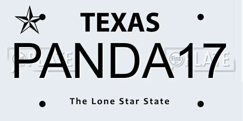 PANDA17 Texas License Plate
