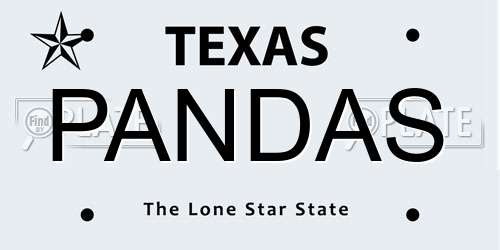 PANDAS Texas License Plate
