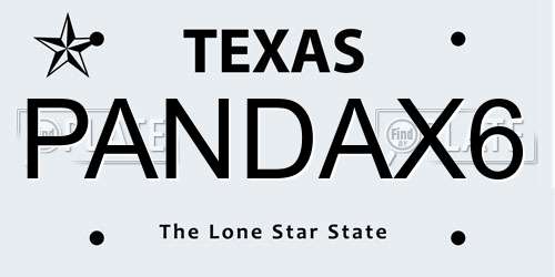PANDAX6 Texas License Plate