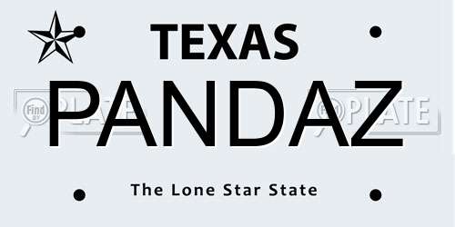 PANDAZ Texas License Plate