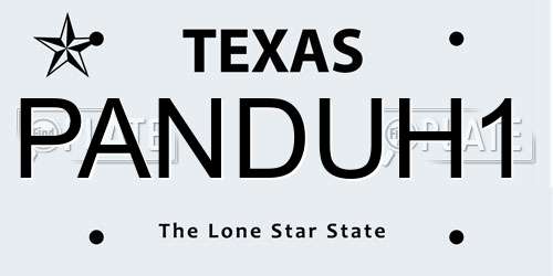 PANDUH1 Texas License Plate