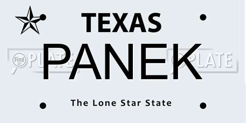PANEK Texas License Plate