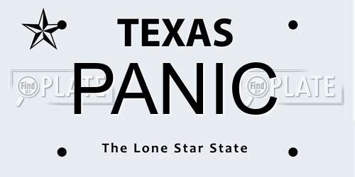 PANIC Texas License Plate