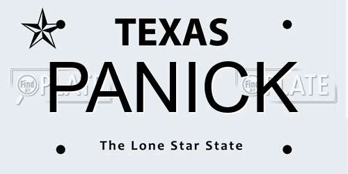 PANICK Texas License Plate