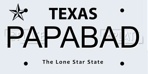 PAPABAD Texas License Plate
