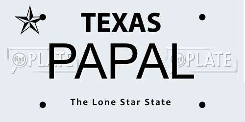 PAPAL Texas License Plate