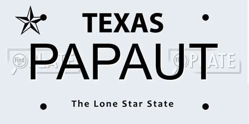 PAPAUT Texas License Plate