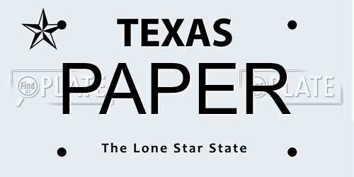 PAPER Texas License Plate