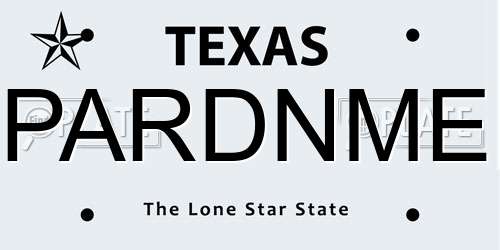 PARDNME Texas License Plate