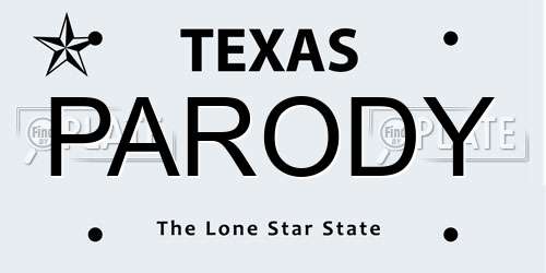 PARODY Texas License Plate