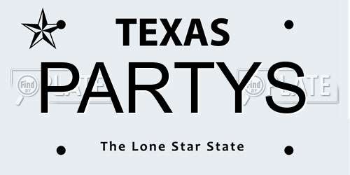 PARTYS Texas License Plate