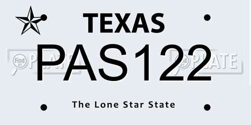PAS122 Texas License Plate