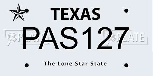 PAS127 Texas License Plate