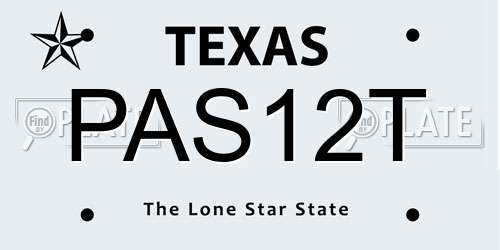 PAS12T Texas License Plate