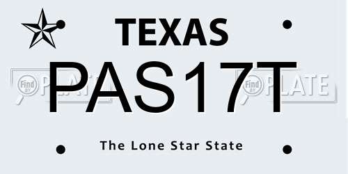 PAS17T Texas License Plate